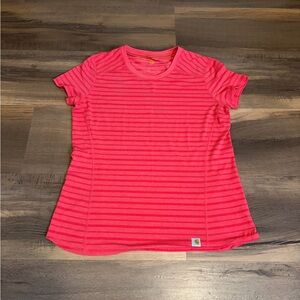 Womens Carhartt Neon Pink Striped Short Sleeve Tee Size Medium